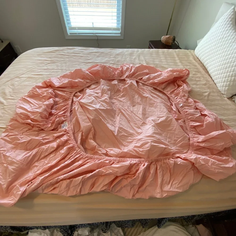 100% Cotton Pink Twin Fitted Sheet Set